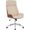 CLP Sedia da ufficio ergonomica con braccioli Varel, sedia da scrivania con struttura moderna girevole e regolabile in altezza, Colore:noce/crema