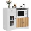 Lvhecforhm Credenza, Cassettiera, Mondeer Mobiletto Cucina con 1 Cassetto, 2 Ante, Armadio da Cucina con Mensola a Microonde, Credenza per Ingresso 83x40x80cm, Bianco per Soggiorno Cucina Corridoio