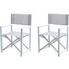 XONE Coppia Sedie Regista Pieghevole Allen Deluxe Grigio Melange | Poltrone Regista in Alluminio, 2 Pezzi