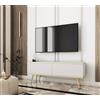 3E 3xE living.com Mobile TV di colore BIANCO con gambe ORO, P: L: 135 cm, A: 30 cm, P: 32 cm