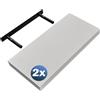 Casaria 2x Mensola da Parete Sospesa Bianca Staffa 50-110 cm Capacità 15 kg Cucina Ufficio Bagno Scaffale Ripiano 50 cm
