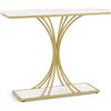 Barberpub Consolle stretta, tavolo da ingresso con struttura in metallo, tavolo da corridoio a 2 livelli, tavolino per corridoio, soggiorno, anticamera, ingresso, oro bianco, 30x100x80,5 cm, 2226