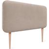 DHOME Testiera Imbottita Liscia Arrotondata in Tessuto Aqualine con Gambe per Parete Acustica Testate Letto Fonoassorbenti Camera da Letto (Beige, 80cm)