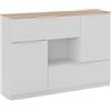 Vicco Cassettiera per camera da letto Betti, Bianco/Sonoma, 120 x 83.6 cm | 2x porta, 2x cassetto e 1x scomparto aperto, per la conservazione e l'organizzazione di oggetti di uso quotidiano