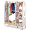 COSTWAY Guardaroba per Bambini, Armadio Gioco con Specchio e Luci, Guardaroba Aperto con Ripiani e Ganci, Organizer per Stanza e Camera da Letto, 91x28x110 cm