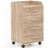 FineBuy Cassettiera Archivio da Ufficio per Scrivania con Ruote per Laminato 40x70,5x33 cm Moderna con 4 Cassetti (Sonoma)