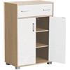 Generico Mobile Multiuso Mars3, 2 Ante, 1 Cassetto, Pannello Ecologico, Rovere Nordico e Bianco Alpes, 60x36x90 cm