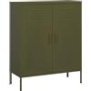 Homgoday Armadietto portaoggetti in metallo per esterni, armadio in metallo per officina, armadio in acciaio verde oliva 80 x 35 x 101,5 cm