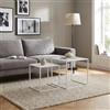 DecHome - Tavolino Salotto Moderno in Acciaio Dimensioni 40x40/35x35 cm Set 2 Tavolini Quadrati Sovrapponibili colore Bianco