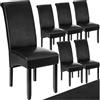 tectake® Set di 6 Sedie da Pranzo Imbottite, Ergonomiche, 44 x 63 x 106 cm | Imbottite con Rivestimento in Ecopelle, Schienale Alto, Gambe in Legno Massiccio, Piedini Antigraffio in Plastica, Nero