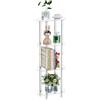 Bkemiy Tavolino stretto in acrilico trasparente per piccoli spazi, 40 cm di lunghezza x 20 cm di larghezza x 98,3 cm di altezza, comodino ovale sottile a 4 ripiani, piccolo comodino minimalista