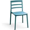 KONTE.DESIGN Set di 4 sedie MALAGA in polipropilene blu
