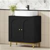 Hzuaneri Mobiletto Sottolavandino Armadietto Sottolavabo Scaffale per Il Bagno con 2 Ante 2 Scompartimenti Ripiani Regolabili a Prova di umidità 30 x 60 x 63 cm Nero BC19104G