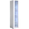 MB Muebles Bonitos, Vetrina Con Piedini 2cm Luke V5, LED, Melamina, Finitura Lucida, Bianco, 40x167x29cm