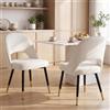 Ya-Home Set di 2 Sedie da Pranzo Sedie da Cucina in Velluto Poltrona da Cucina con Gambe in Metallo Sedie da Salotto Imbottite per Sala da Pranzo/Soggiorno,Beige
