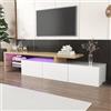 SogesHome Mobile TV moderno XXL da 197,5 cm, elegante e pratico, effetto legno, pavimenti in vetro, illuminazione a LED