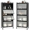 HOMASIS Scaffale da Cucina a 5 Livelli, Mobile Cucina con Ruote e Pedane, Mensola Microonde in Metallo con Ante Pieghevole in PC, Scaffale Salvaspazio per Salotto, Ingresso, 60 x 32 x 154 cm (Nero)