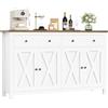 FirFurd Mobile Cucina,Credenza Cucina 140cm con 2 Cassetti e 4 Ante Bianco