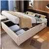 Wyibwy Letto matrimoniale, 140 x 200 cm, con USB-C e contenitore laterale, letto contenitore, letto imbottito senza testata e materasso, lino-cotone,Beige
