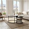 HYNHXBP Set di 2 tavolini rotondi, set moderno da tavolo gigogne design marmo, con spazio di archiviazione, telaio in metallo, per divano, soggiorno, camera da letto (nero + bianco A, 70 x 70 x 45,5