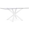 KONTE.DESIGN Tavolo rettangolare MAY in vetro, gamba incrociata acciaio bianco 160x90cm