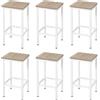EUGAD Set di 6 Sgabelli da Bar Industriali con Poggiapiedi, Sgabelli da Cucina senza Schienale, Sedie Alte per Penisola Cucina, Sedile in Truciolato e Telaio, 33x33x65cm, rovere chiaro, 1059BY-6