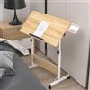 PIPIPOXER 80 x 40 cm, tavolo pieghevole per computer portatile con ruote, altezza regolabile 64 - 89 cm, scrivania per computer, tavolo da lavoro mobile, tavolo di sopravvivenza a 360°, colore legno