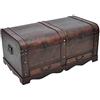 Tidyard Baule Contenitore del Tesoro Vintage Grande in Compensato Marrone con Cassetti 90x51x42 cm,Tavolino da caffè da Salotto Vintage con 2 Cassetti