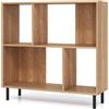 Giantex Mobiletto con 4 Cubi e 2 Livelli, 90 x 30 x 90 cm, Libreria con Scomparti Semi-Aperti e Gambe in Metallo, Adatta per Appartamenti, Dormitori, Uffici (Naturale)