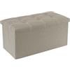 Oceano Pouf Contenitore Pieghevole Poggiapiedi Sgabello in Misto Lino Cassapanca Bauletto Ottomane Porta Giochi Organizzatore Poltrona per Soggiorno Ingresso Camera da letto (Beige Scuro 76x38x35)
