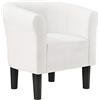 [en.casa] Poltrona a Conchiglia Imbottita Rivestimento in Similpelle Poltroncina con Schienale e Braccioli Integrati 70x70x58 cm con Gambe in Plastica - Bianco