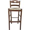 Marvin Sgabello Snack Alto Quadrato Ergonomico Portatile Moderno In Legno Con Seduta Paglia Schienale E Gambe Poggiapiedi Sedia Per Bar Cucina Ufficio (Noce)