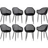 GrandCA HOME Set di 8 Sedie da Pranzo Moderne, Sedia da Cucina con Braccioli, con Schienale cavo Verticale e Gambe in Metallo Nero, Adatte per Soggiorno, Balcone, Ufficio - Nero