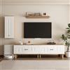 TIZZ Parete attrezzata 3 pezzi Highboard Armadi Mensola da parete pannelli per porte in legno bianco intagliato