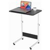 PIPIPOXER 60 x 40 cm, scrivania per computer portatile, scrivania regolabile in altezza, con ruote girevoli, slot per carte di credito e porta bevande, per camera da letto, ufficio (Nero)