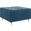 Generico Pouf Contenitore con Cuscino Blu 80 x 80 x 45 cm Velluto