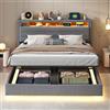 Moimhear Letto imbottito 160 x 200 cm, struttura letto sospesa idraulica con spazio di archiviazione, letto imbottito multifunzionale con presa USB e luce LED, testata reversibile, lino (grigio (160 x