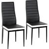 Homewell Set di 2 sedie per sala da pranzo, ergonomiche con telaio in acciaio, moderne sedie da ristorante, semplice ed elegante, set familiare (2, nero e bianco)