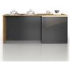 WHOUS Isola Cucina SOLE con 4 Ante, Tavolo da Pranzo e Piano di Lavoro, Ideale per Open Space e Spazi Ridotti, 200x90x90 cm, Antracite Opaco e Rovere