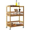 soges Carrelli da Portata, Carrello di Servizio Portavivande Cucina, Carrello Cucina Bambù, Con Route, Salvaspazio, Facile da Montare, Tre Strati per Cucina e Soggiorno