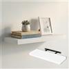 MAKA change your life quality MAKA Mensole da Parete in Mdf con Staffe a Scomparsa - Mensola Moderna Salvaspazio 60/80/90 cm - Colore Rovere, Bianco o Grigio - Spessore 4 cm - Mensole Decorative (Bianco, 60 cm)