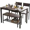 soges Set di tavolo da pranzo per 4 persone, 110 cm, per 4,2 sedie con schienale, panca per 2 persone con ripiano portaoggetti, set di mobili a nido per sala da pranzo e ristorante, rovere rustico