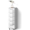 Livinity Cassettiera da bagno Eisak, Bianco lucido, 30 x 95 cm
