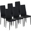GOKHOMX Set 6 Sedie Sala da Pranzo Sedie Cucina Moderne e Seduta Ergonomica Sedie da Cucina Per Arredo Sala da Pranzo,Cucina e Ufficio,Gambe in Metallo,Nero