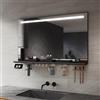 SIRHONA Specchio da Bagno 100x60cm con Mensola di Appoggio, Specchio Anti-appannamento con Illuminazione, Regolabile in Intensità e 3 Colori, Cassetto per il Trucco, Piccolo Supporto, Memoria, CRI＞90