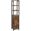 VASAGLE Armadietto Autoportante in Stile Industriale, Scaffale Mobiletto da Bagno, Credenza con 3 Ripiani, Alto e Multifunzionale in Soggiorno, 37 x 30 x 167 cm, Vintage LSC37BX