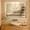 CLP Specchio da Bagno con Illuminazione Jaffrey, Specchio antiappannamento, Orientamento Orizzontale e Verticale, Specchio a Parete dimmerabile, Dimensione:60x80 cm