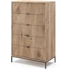 Vicco Cassettiera Eliza, Quercia vichinga, 76 x 120 cm | con 5 cassetti, per conservazione e utilizzo in camera da letto o corridoio