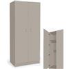 MA MAISON Armadio Guardaroba 2 Ante - Ripiano Interiore, Mobile in Legno Truciolare, Classico, Camera da Letto, Appendiabiti, Capiente, Organizzatore Multiuso - 80 x 50 x 180 cm (Tortora)