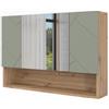 Vicco Specchio contenitore bagno Irma, Verde salvia, 80.1 x 55 cm, con specchio e ripiani aperti per montaggio a parete